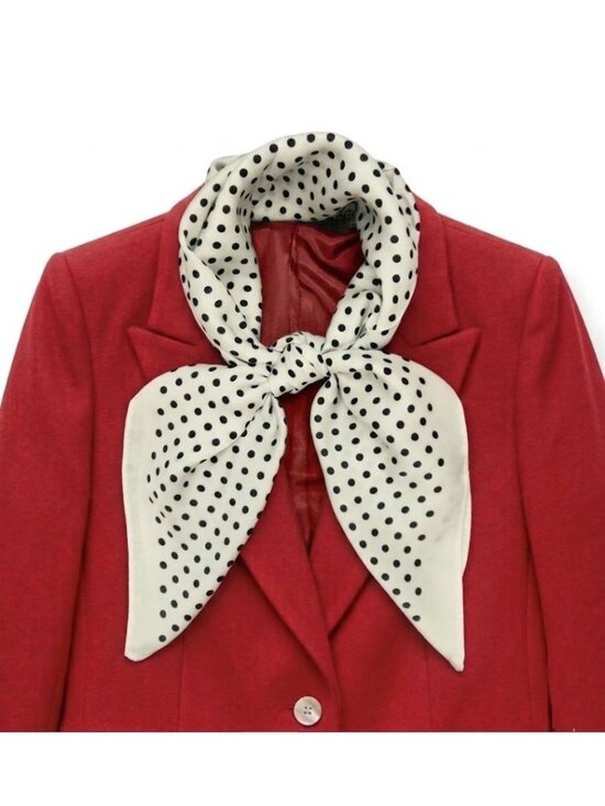 Unbranded Other - ✨Luxury Elegant Silky Soft Scarf White Black Polka Dot Square Wrap Accessory New